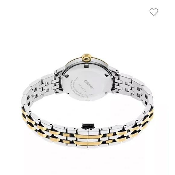 Seiko Presage 30mm Gold and Silver Two-Tone Watch with Date Window